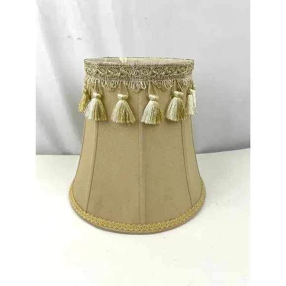 VTG Champagne Fringe Trim Victorian Lamp Shade ONLY 11" Tall - Picture 11 of 14